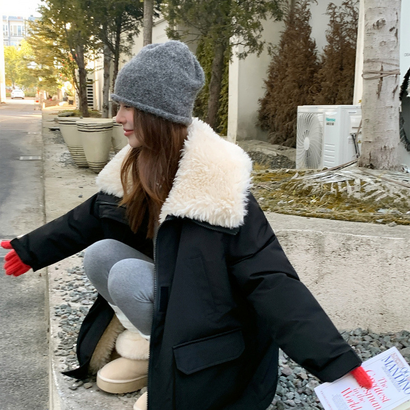 2025冬季新款宽松显瘦冲锋衣派克服羊羔毛棉服女短款加厚棉衣外套