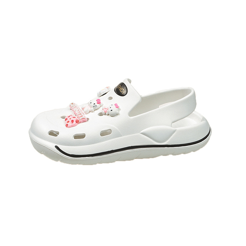 2025 Baotou agujero zapatos mujer ins marea lindo zapatillas sandalias de dibujos animados pareja de verano zapatos de playa de plataforma transpirables