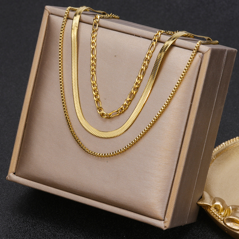 Fashion Geometric Titanium Steel Plating Layered Necklaces 1 Piece