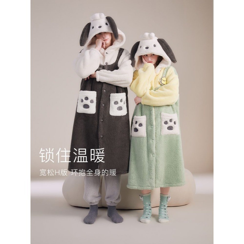 『帕恰狗』加厚情侶睡衣女秋冬珊瑚絨可愛少女家居服外穿睡袍套裝