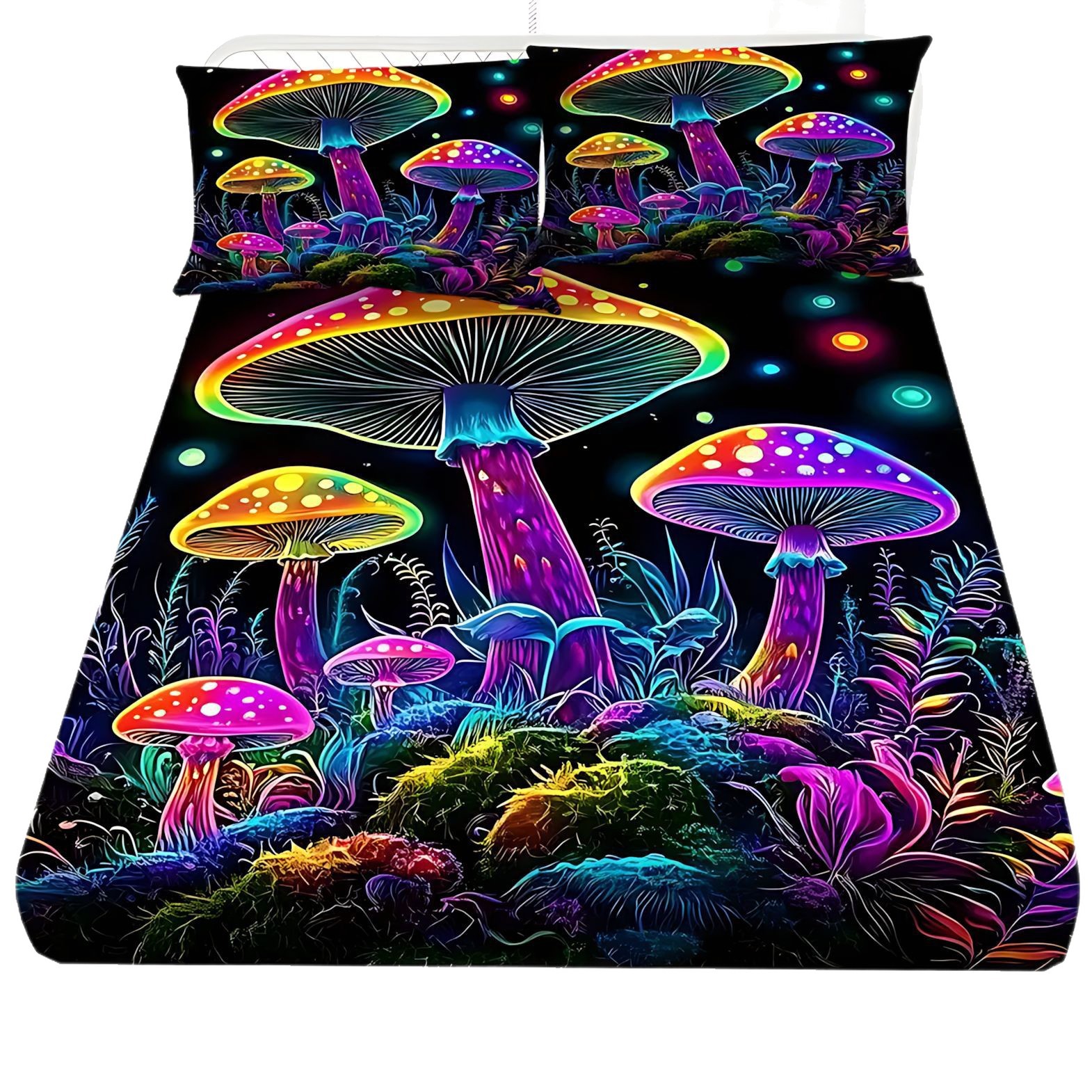 TEMU / JIT transfronterizo impresión digital 3D hongos bosques patrón de cama Kasa Kit fuente de fabricación puede ser fijado