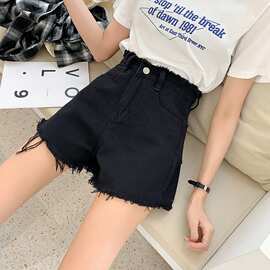 毛边牛仔短裤女夏季2022新款高腰显瘦a字外穿阔腿热裤欧货ins批发