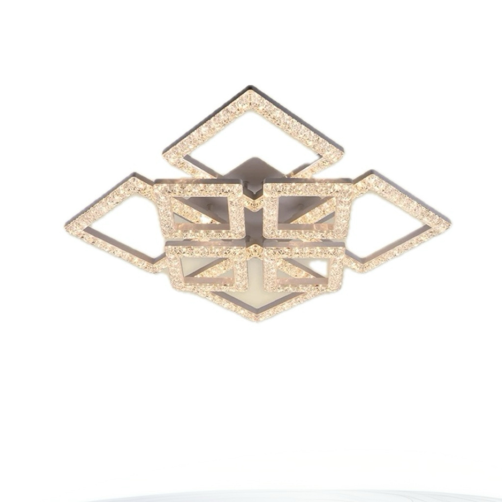 Lámpara de techo de cristal nórdica lámpara de techo rectangular lámpara de diamante dimmable dormitorio sala de estar comedor luz