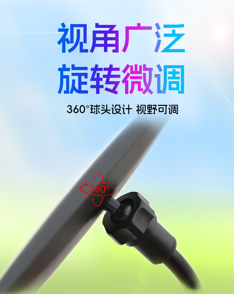 Car Interior Wide-View Rearview Mirror Suction Cup Type Electric Vehicle Tricycle Mobility Scooter Auxiliary Mirror Wide-Angle Mirror Universal