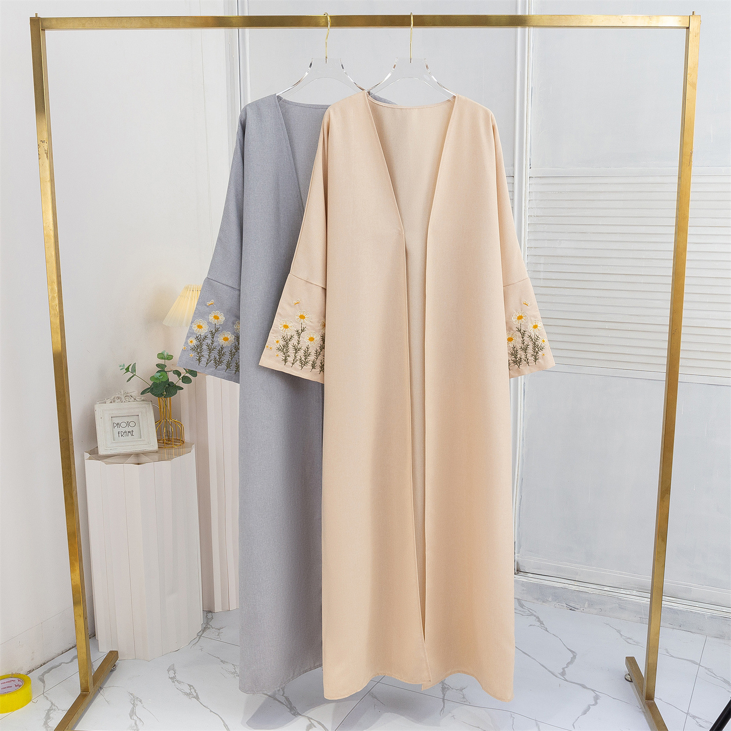 跨境外贸刺绣开衫外披长袖绣花服饰长袍