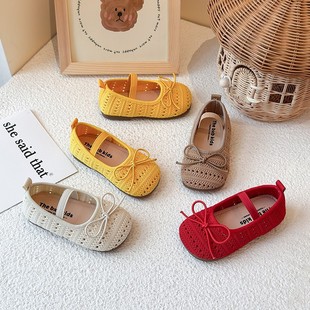 Girls' Breathable Spring and Summer Sandals Korean Style Princess Shoes Woven Children's Baby Sandals Children's Soft-Soled Non-Slip Sandals