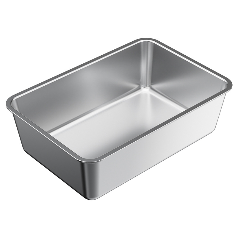 Caja de arena para gatos de acero inoxidable, caja de arena para gatos abierta de gran tamaño, resistente a la salpicadura, caja de heces para gatos, baño para gatos, suministros para mascotas