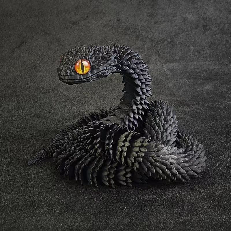 国境を越えた 3D プリントおもちゃのヘビセットモデルバイパー手作り装飾品可動関節シミュレーション動物卸売|undefined