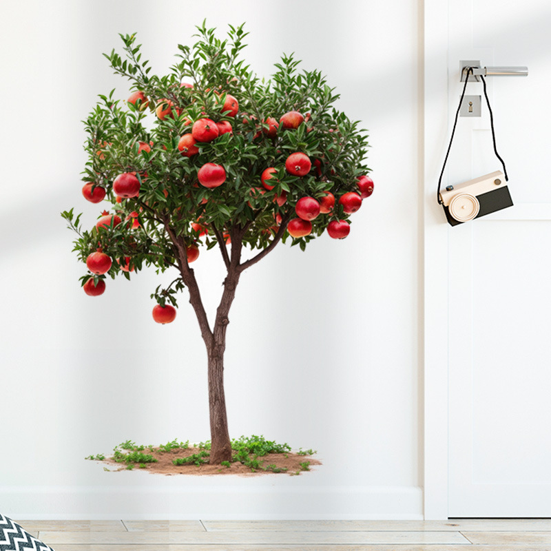 Cross-border foreign trade wholesale fresh green pomegranate tree creative wall stickers background wall living room decorative wall stickers