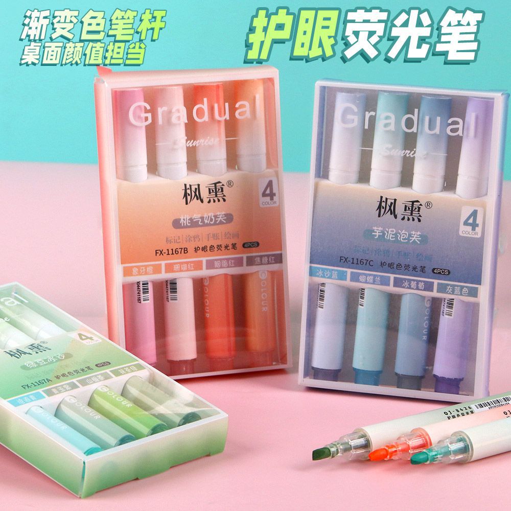 Gradiente creativo aluminio de alto valor de la cara de los estudiantes bolígrafo de marca de mano de gran capacidad pen papelería