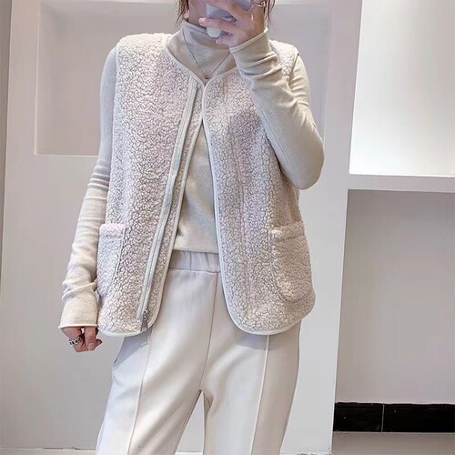 Lambskin Autumn/Winter Outerwear Women's Stylish Vests New Korean Style Loose Cardigan Blouse Jacket