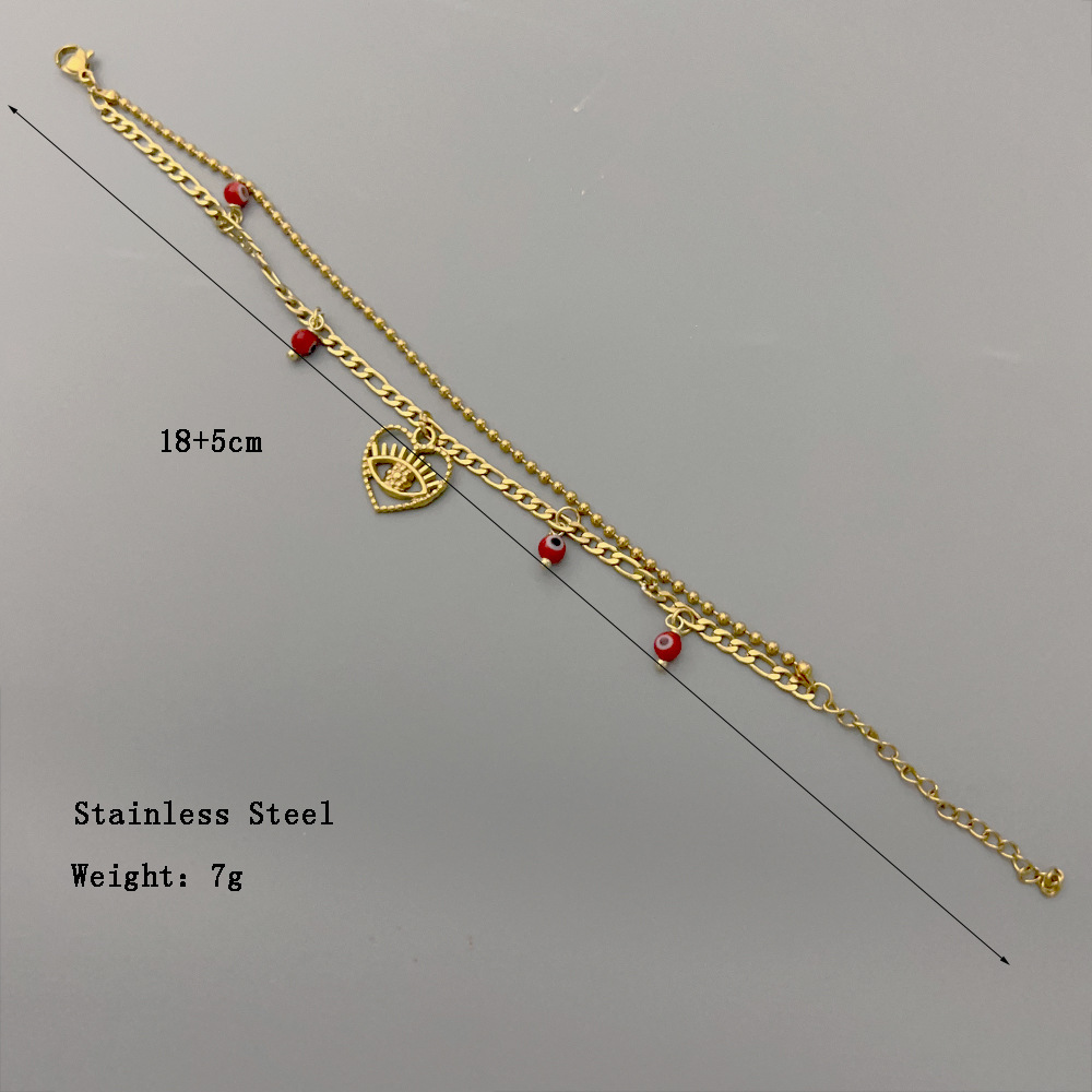 Retro Devilu0027S Eye Heart Shape Stainless Steel Plating Hollow Out Bracelets 1 Piece