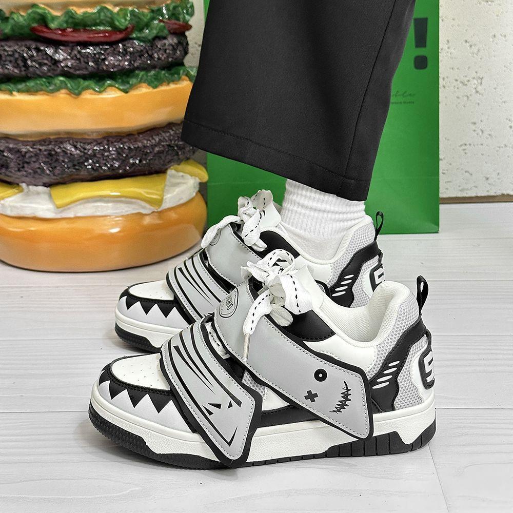 Guochao ins viento dopamina tiburón skate zapatos de suela gruesa tide ulzzang pareja casual zapatos deportivos de pan para hombre