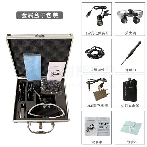 Dental magnification lens with 2.5x and 3.5x magnification, black head-mounted medical oral device for cardiovascular surgery