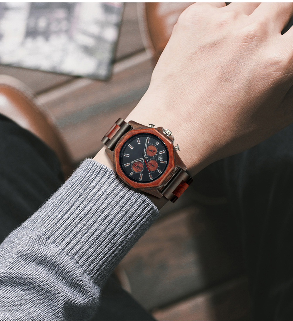 Nouvelle mode créative multi-fonctionnelle ensemble montre à Quartz vente chaude hommes bois montre tempérament montre_voghion.com