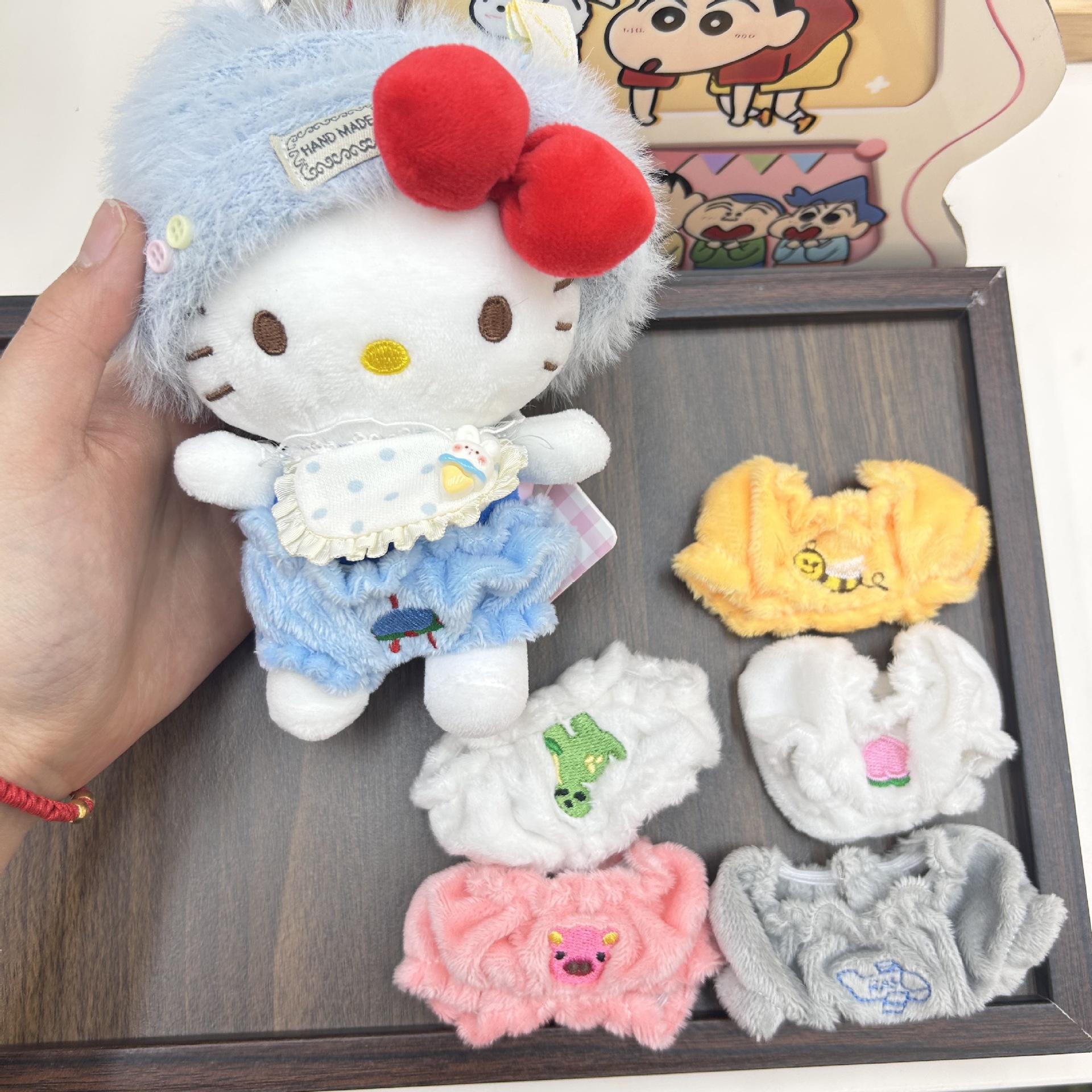 New Cute 10cm Baby Clothes Plush Doll 4Th Generation Labubu with Replacement Clothes DIY Doll Accessories