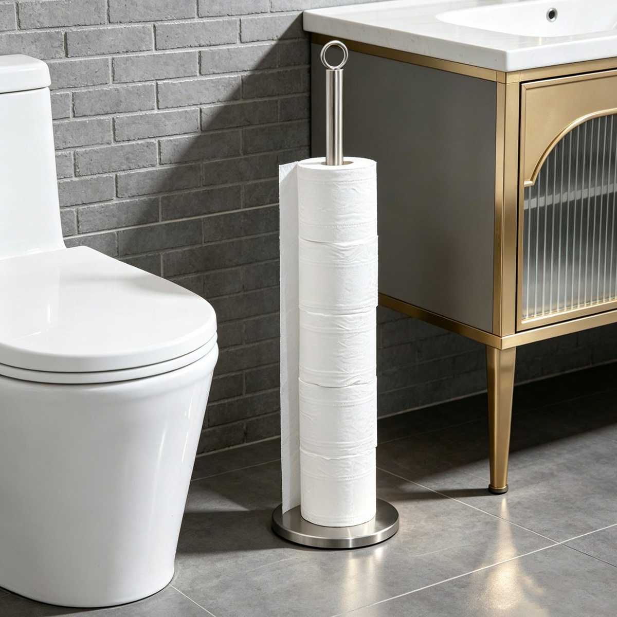 Acero inoxidable vertical estante de toallas de baño sin perforación estante de almacenamiento de toallas de papel caja de toallas de hotel rollos de toallas