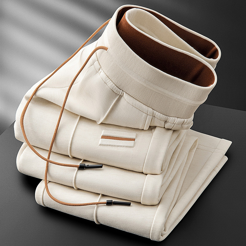 High-end fashion old-money style air layer Tencel wool sports pants men's autumn and winter solid color straight leg casual pants
