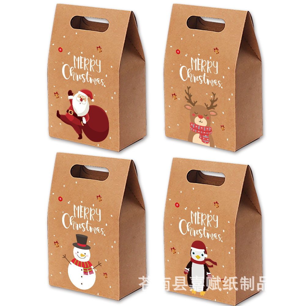 复古牛皮纸圣诞苹果礼盒 包装派对礼品袋手提包装 糖果盒亚马逊