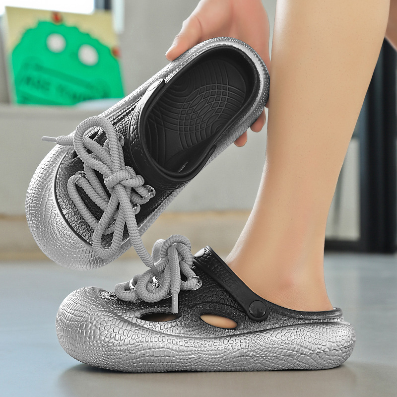 Pareja pisando la mierda, zapatos con agujeros transfronterizos, tallas grandes, sandalias y zapatillas Baotou de suela gruesa, sandalias ligeras y transpirables, zapatos de hombre