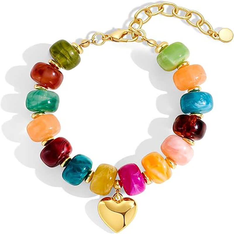 Foreign Trade European and American Best-Selling Gold-Colored Irregular Button Resin Beaded Bracelet, Personalized Simple String Chain Bracelet Jewelry Gift