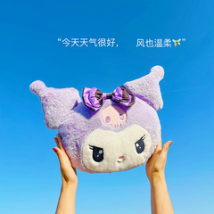 卡通紫色酷洛米抱枕毛絨玩具紫色小惡魔酷洛米沙發靠墊兒童禮物
