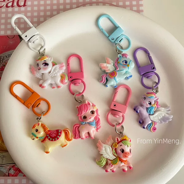 Cute Cartoon Horse Year Keychain Small Pendant for Girls' Bags, Student Backpack Accessories, New Year's Small Gift Wholesale