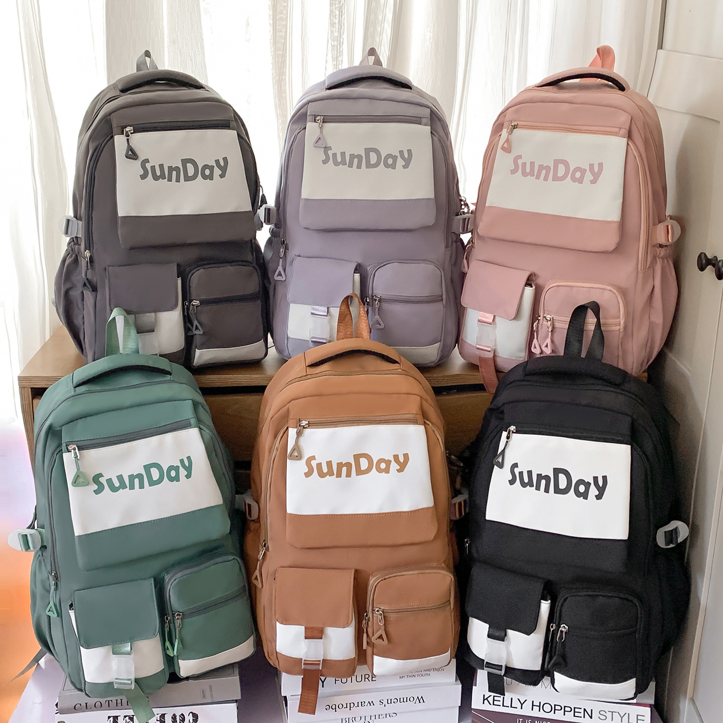 JIAYISTAR nueva mochila de alta capacidad, mochila de bolsillo grueso, mochila de estudiantes de secundaria