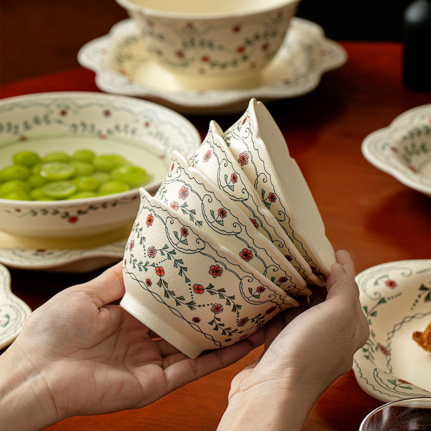 Shang 'en cerámica caña encaje esmaltado plato de comida plato de Tulipanas plato de cerámica francesa plato de postres plato de frutas