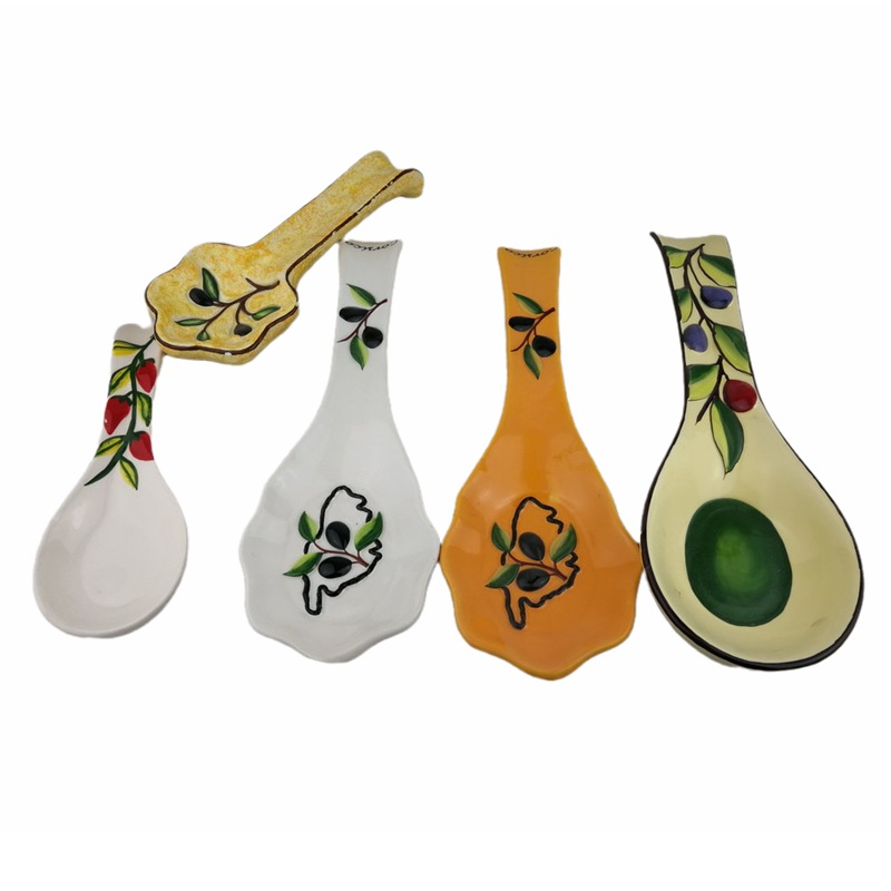 Soporte de cuchara de cerámica de Amazon Soporte de cuchara con forma de animal Exportación de cuchara Soporte de cuchara de Navidad Soporte de cuchara de nube blanca