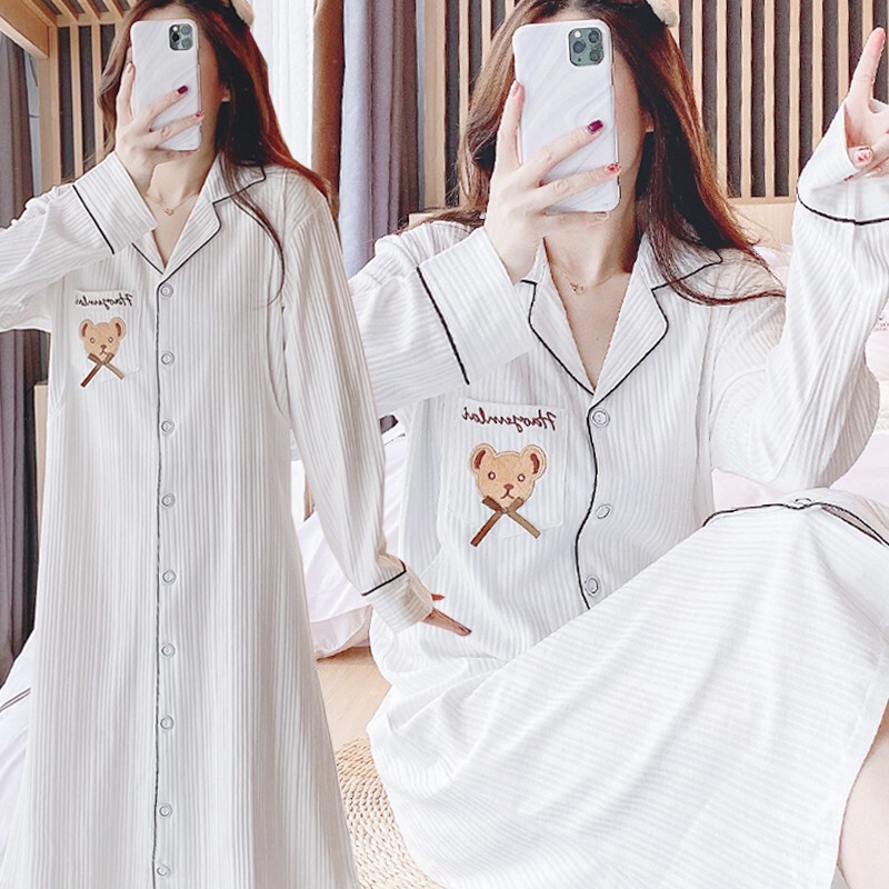 Pregnant Women's Nightdress Spring and Summer Pure Cotton Postpartum Breastfeeding Dress Going Out Summer Moon Nightdress Thin Maternal Long Dress