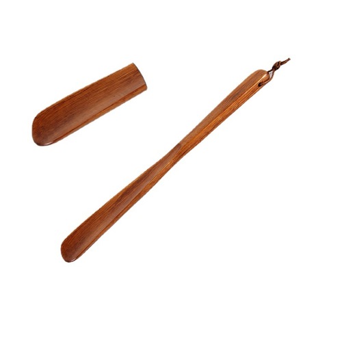 Wooden shoehorn extended shoe pick for lazy pregnant women and the elderly shoe lift household long handle inlaid with shells shoe slipper