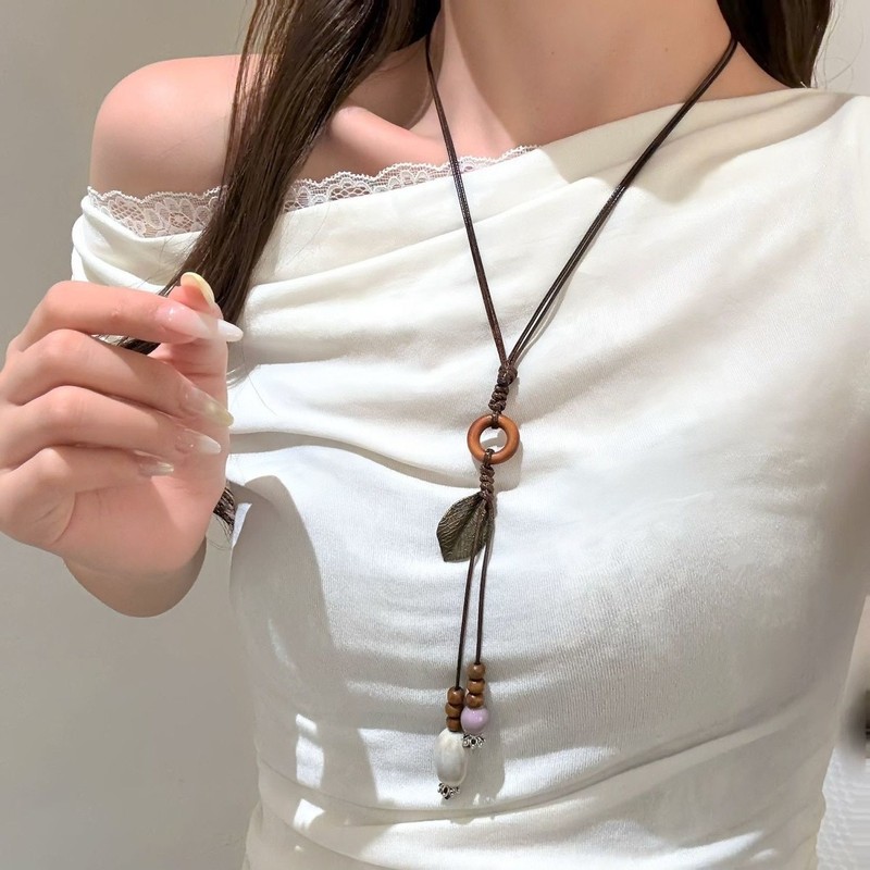 新中式复古串珠项链女2025新款小众设计感气质民族风长款百搭颈链|undefined