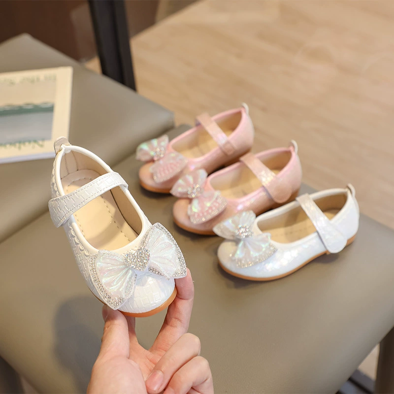 Обувь принцессы для девочек, весна и осень 2023, новые кожаные туфли на мягкой подошве, детская обувь с бантом, детская обувь в западном стиле