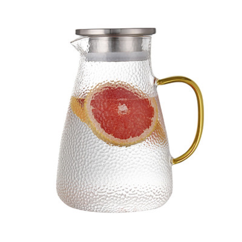 Hervidor de vidrio taza de jugo de gran capacidad martillo patrón hervidor frío tetera resistente a altas temperaturas borosilicato grueso punto de nieve hervidor frío
