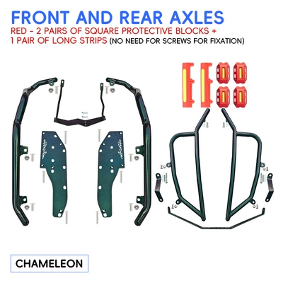 Motorcycle bumper | silver protective bars, modification - chameleonenhanced-front-bumper-rear-bumper-red-protective-blocks
