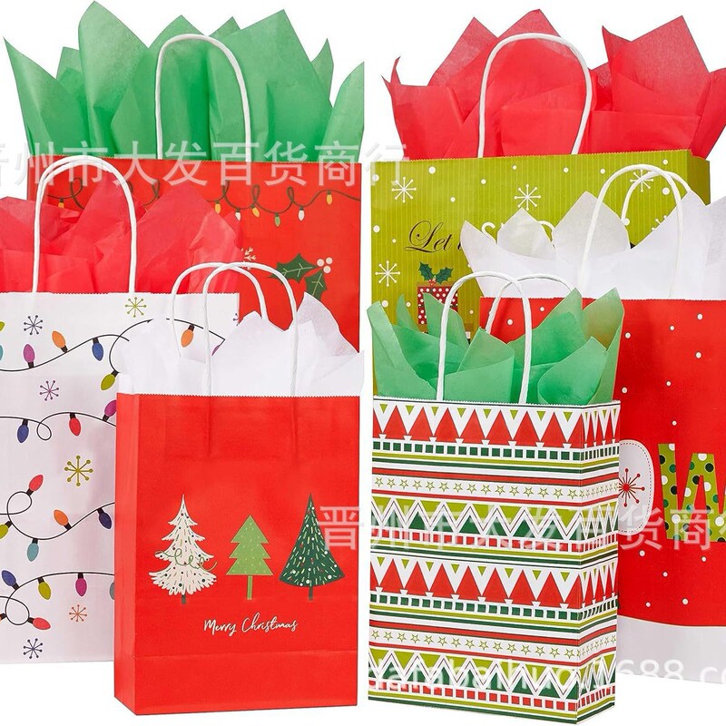 New Christmas Paper Bags, Exquisite Gift Bags, Christmas Souvenirs, Kraft Paper Bags, Party Holiday Gift Packaging Bags