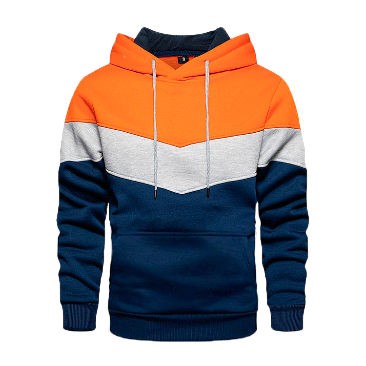 Men's Clothing Autumn and winter blue street casual sports sweatshirt loose side seam pocket block color youth hoodie_senzul.com