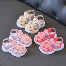 女宝公主凉鞋夏女童软底百搭婴儿学步鞋蝴蝶防水小童包头小女孩