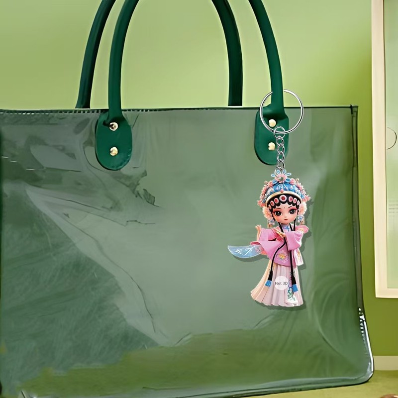 新しいかわいい小さな華丹妖精ペンダントアクリルクロスボーダーフラットインテリアバックミラー装飾キーホルダー|undefined