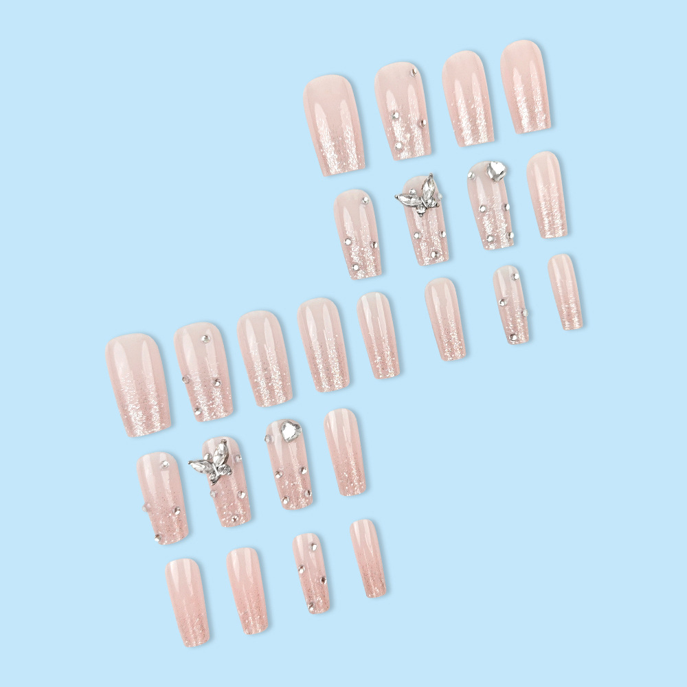 Europa y los Estados Unidos explotaron amor diamante de manicuras, flash dulce y cool usar uñas simples mariposa manicuras falsas productos al por mayor