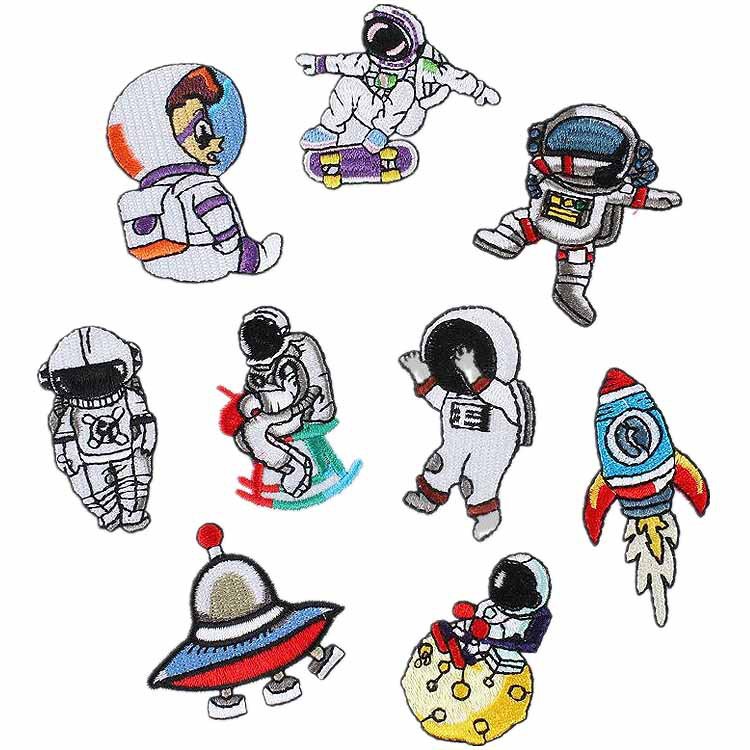 9款宇航员电脑刺绣布贴卡通太空人物补丁贴装饰刺绣贴熨烫章仔标