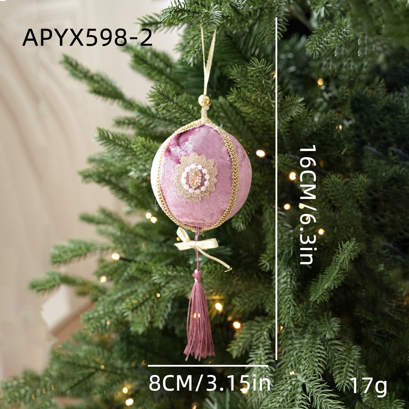 Transfronterizo 8CM tela bola de Navidad envoltura bola de espuma linterna árbol de Navidad decoración de alta calidad colgante colgante