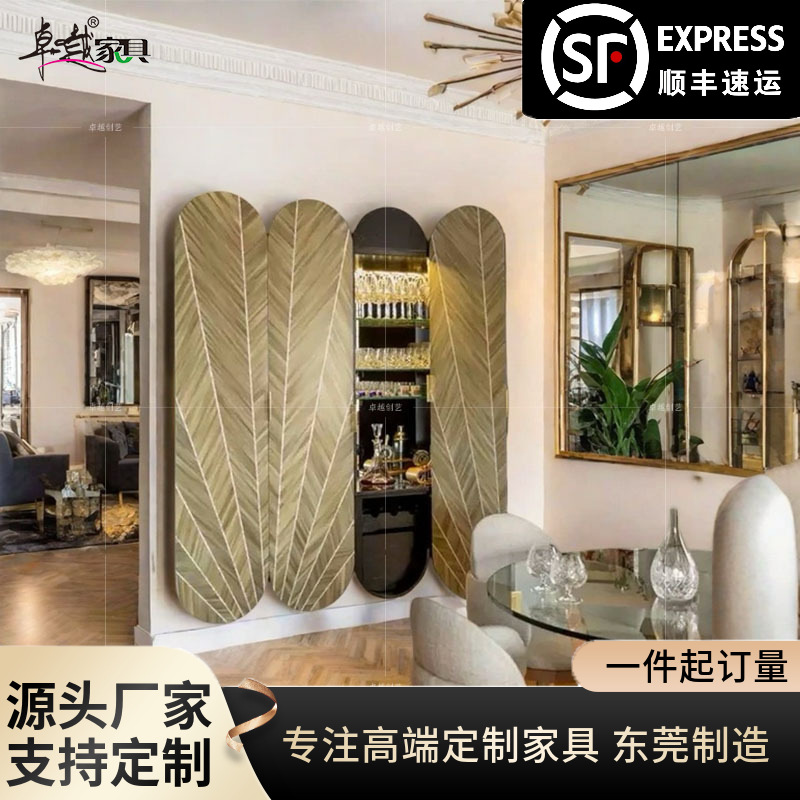 Italian Suspended Wine Cabinet Light Luxury Luxury Home Display Cabinet Designer Wall-Mounted Solid Wood Storage Cabinet Storage