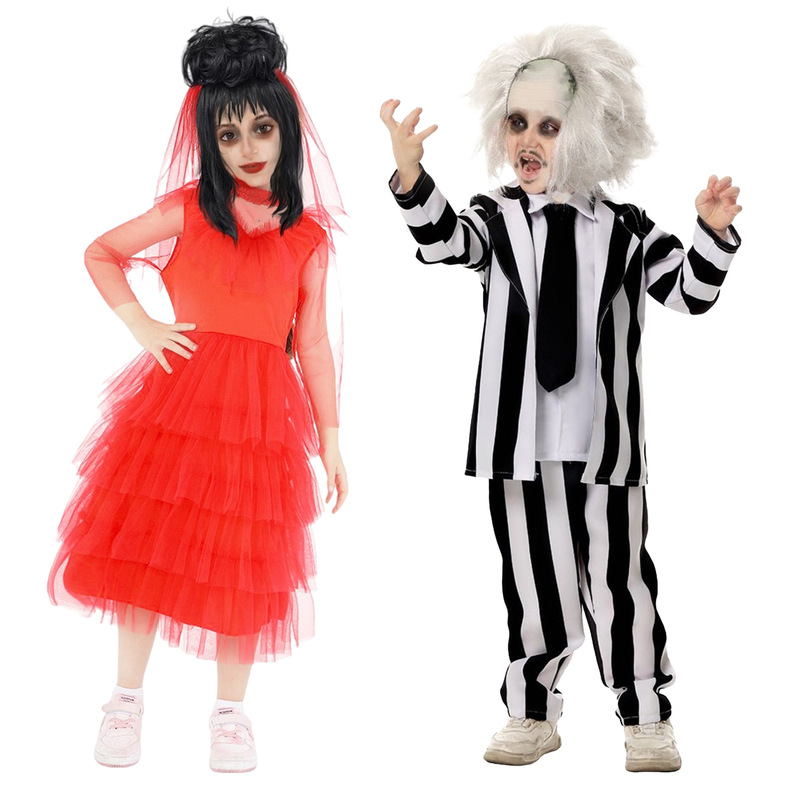 Cross-Border Halloween Costume Grim Reaper 2 Beetlejuice Adult and Children Parent-Child Performance Costume Cosplay Costume