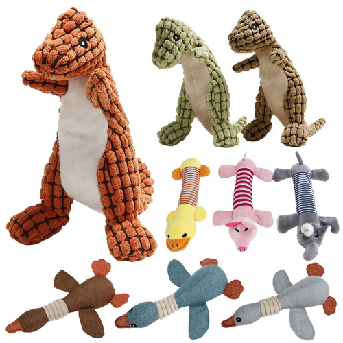 Pet dog toys, pet supplies, plush dinosaur dog toys wholesale, good four-legged long animals wholesale