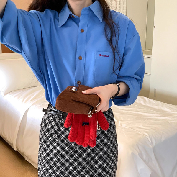 Blue Oversized Long-Sleeve Shirt for Women, Spring 2026 New Korean Style, Casual Loose Versatile Blouse Top