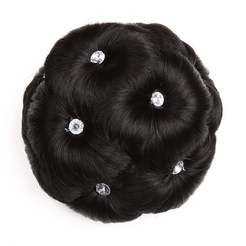 In-Stock Factory Direct Delivery Nine Flowers with Rhinestone Series Wig for Women, Clip-On Bun Maker, Fashionable Hair Styling Tool