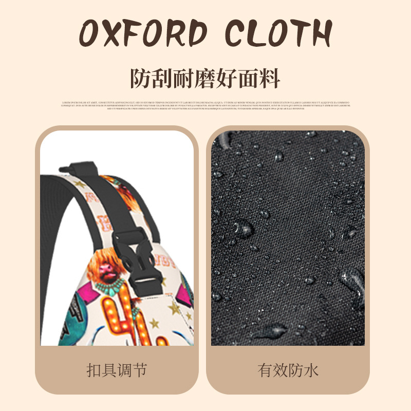 Bolso de pecho con estampado de dibujos animados transfronterizos Bolso de mensajero para hombre Bolso de pecho casual ligero de gran capacidad Bolso de lona simple para mujer de alto valor