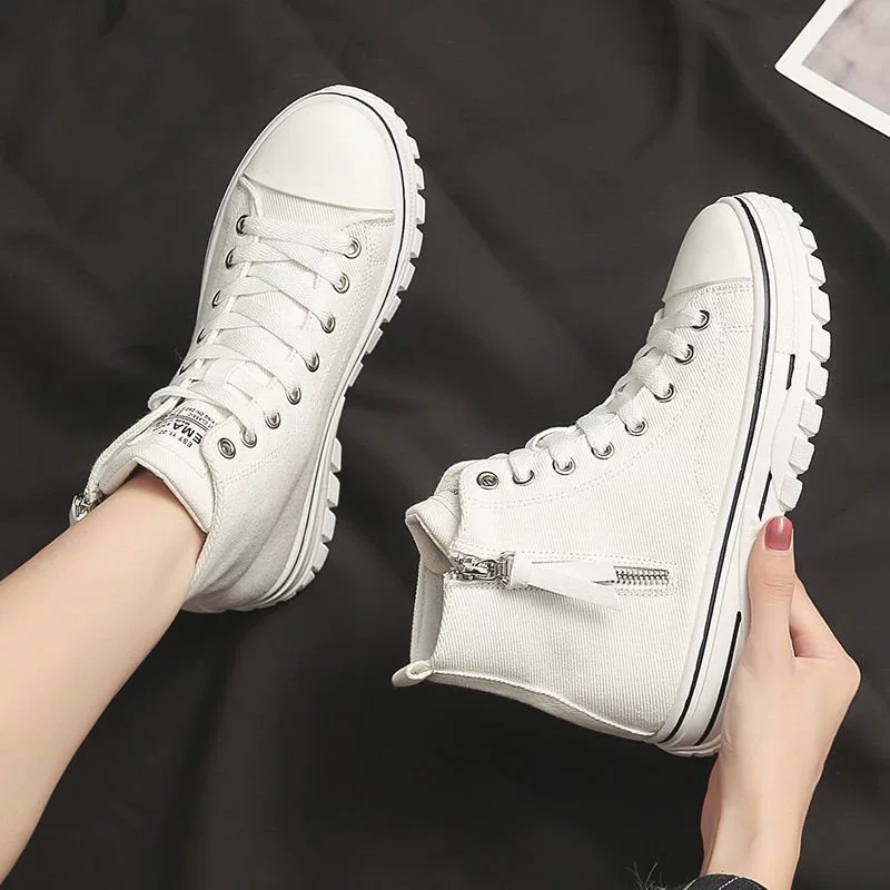 Осенние ботинки для женщин 2025, студенческая модная обувь на толстой подошве, увеличивающая рост, повседневная спортивная обувь в британском стиле, корейский стиль, высокие спортивные ботинки, короткие ботинки